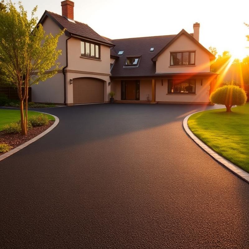 Tarmac driveway at golden hour