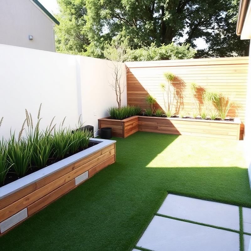 Modern garden with artificial grass
