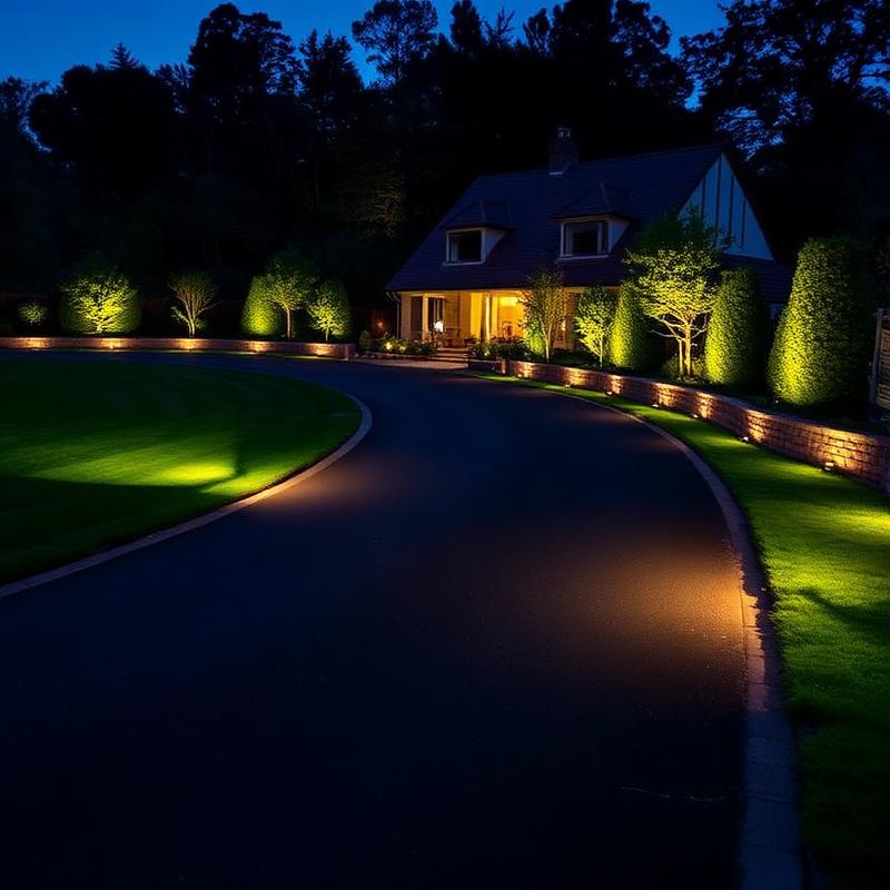 Curved tarmac driveway